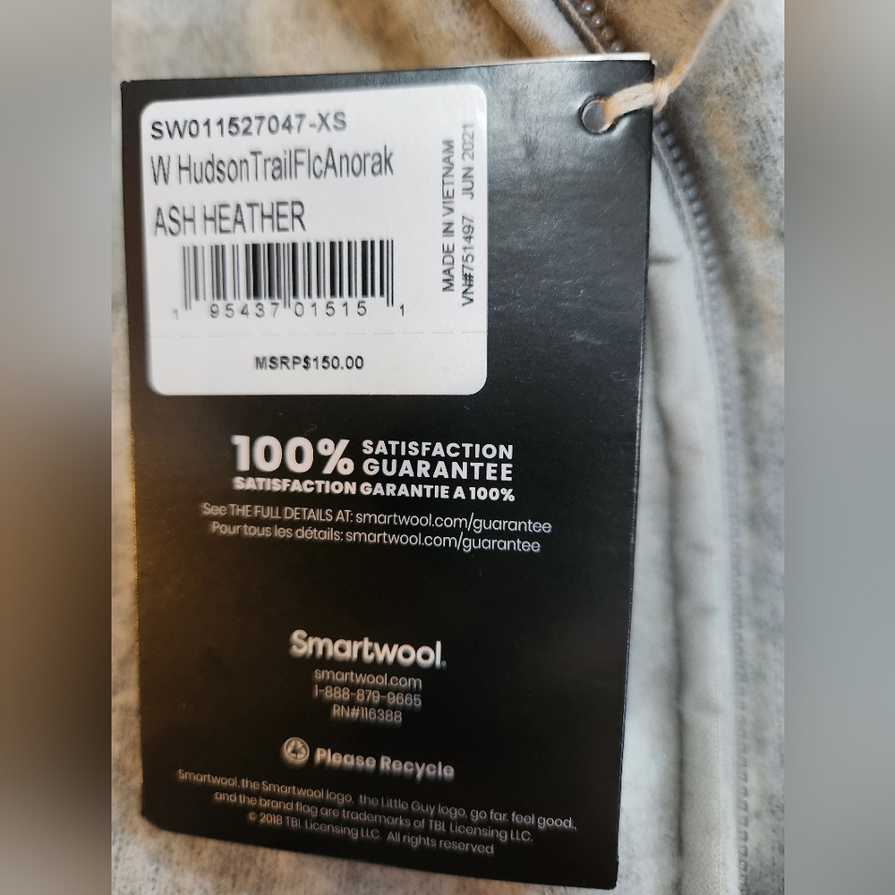 Smartwool zip up hooded sweater cream/grey womens size xs - Picture 7 of 9